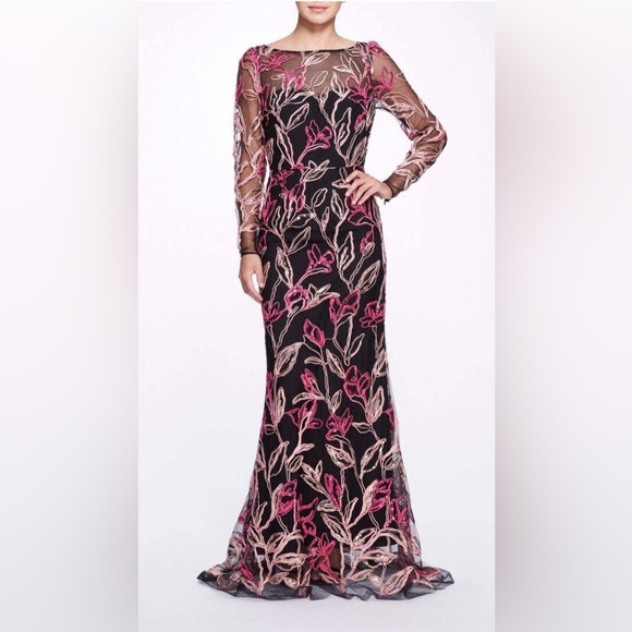 Marchesa Notte Dresses & Skirts - MARCHESA NOTTE***Elegant Floral Long Sleeve Maxi Dress Gown***US 6 $1295
